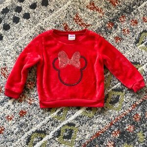 Disney Minnie Mouse Toddler Plush Sweatshirt Red Pullover 3T Cozy Sweater